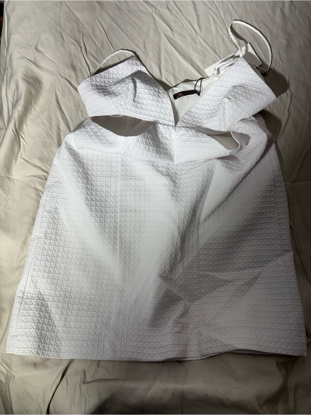 Zara White Textured Off-Shoulder Camisole